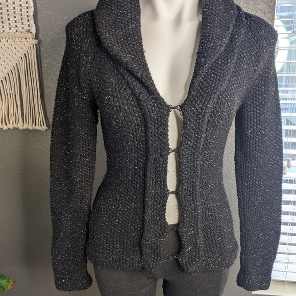 J. Crew Handknit Wool Sweater Black and Silver - Picture 7 of 7